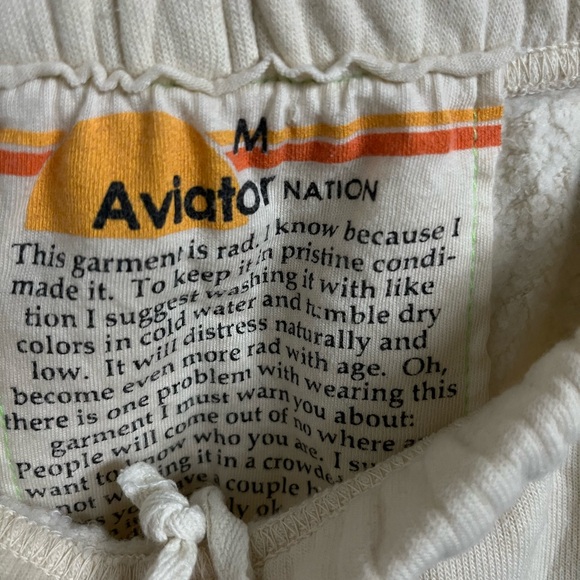 Aviator Nation Bolt Sweatpants in Vintage White Size Medium - Picture 3 of 8